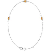 14K White Natural Citrine Bezel-Set Three-Stone 6 1/2-7 1/2" Bracelet