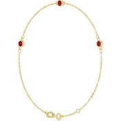 14K Yellow Natural Ruby Bezel-Set Three-Stone 6 1/2-7 1/2" Bracelet