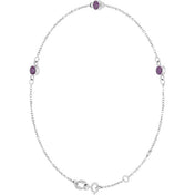 14K White Lab-Grown Alexandrite Bezel-Set Three-Stone 6 1/2-7 1/2" Bracelet