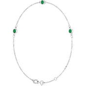 14K White Natural Emerald Bezel-Set Three-Stone 6 1/2-7 1/2" Bracelet