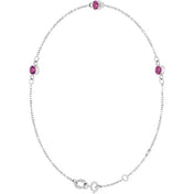 14K White Natural Pink Tourmaline Bezel-Set Three-Stone 6 1/2-7 1/2" Bracelet