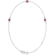 14K White Natural Pink Tourmaline Bezel-Set Three-Stone 6 1/2-7 1/2" Bracelet