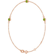 14K Rose Natural Peridot Bezel-Set Three-Stone 6 1/2-7 1/2" Bracelet