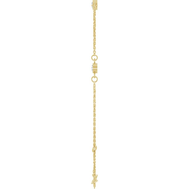 14K Yellow 1/3 CTW Lab-Grown Diamond Bezel-Set Three-Stone 6 1/2-7 1/2" Bracelet