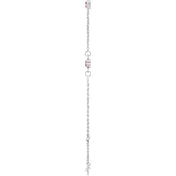 14K White Natural Pink Tourmaline Bezel-Set Three-Stone 6 1/2-7 1/2" Bracelet