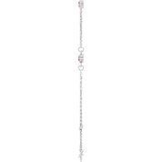14K White Natural Pink Tourmaline Bezel-Set Three-Stone 6 1/2-7 1/2" Bracelet