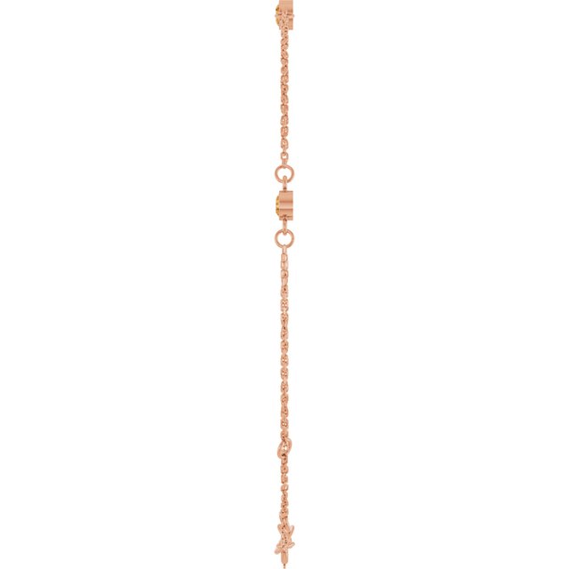 14K Rose Natural Citrine Bezel-Set Three-Stone 6 1/2-7 1/2" Bracelet