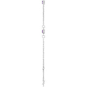 14K White Natural Amethyst Bezel-Set Three-Stone 6 1/2-7 1/2" Bracelet