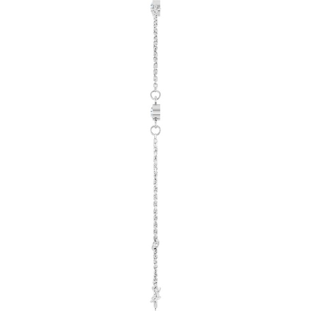 14K White Natural White Sapphire Bezel-Set Three-Stone 6 1/2-7 1/2" Bracelet