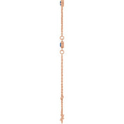 14K Rose Lab-Grown Blue Sapphire Bezel-Set Three-Stone 6 1/2-7 1/2" Bracelet
