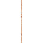 14K Rose Lab-Grown Blue Sapphire Bezel-Set Three-Stone 6 1/2-7 1/2" Bracelet