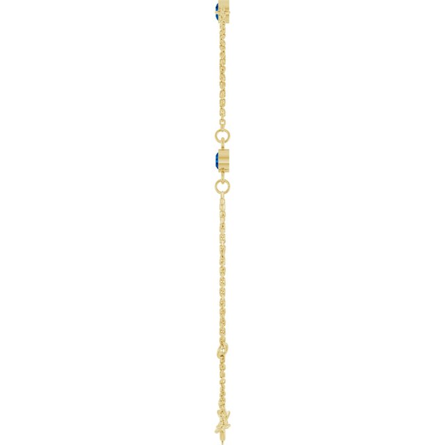 14K Yellow Natural Blue Sapphire Bezel-Set Three-Stone 6 1/2-7 1/2" Bracelet