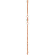 14K Rose Lab-Grown Emerald Bezel-Set Three-Stone 6 1/2-7 1/2" Bracelet