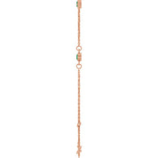 14K Rose Lab-Grown Emerald Bezel-Set Three-Stone 6 1/2-7 1/2" Bracelet