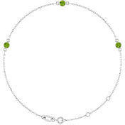 14K White Natural Peridot Bezel-Set Three-Stone 6 1/2-7 1/2" Bracelet