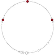 14K White Lab-Grown Ruby Bezel-Set Three-Stone 6 1/2-7 1/2" Bracelet