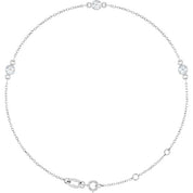 14K White Natural White Sapphire Bezel-Set Three-Stone 6 1/2-7 1/2" Bracelet