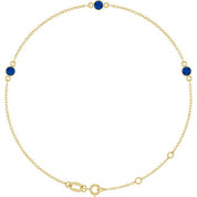 14K Yellow Natural Blue Sapphire Bezel-Set Three-Stone 6 1/2-7 1/2" Bracelet