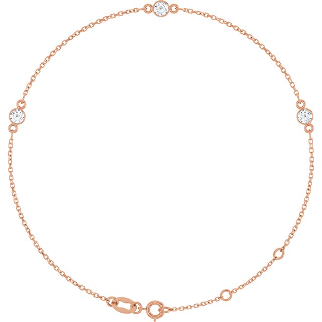 14K Rose Lab-Grown Diamond 6 1/2-7 1/2" Bracelet