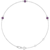 14K White Lab-Grown Alexandrite Bezel-Set Three-Stone 6 1/2-7 1/2" Bracelet