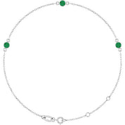 14K White Lab-Grown Emerald Bezel-Set Three-Stone 6 1/2-7 1/2" Bracelet