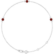 14K White Natural Mozambique Garnet Bezel-Set Three-Stone 6 1/2-7 1/2" Bracelet
