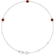 14K White Natural Mozambique Garnet Bezel-Set Three-Stone 6 1/2-7 1/2" Bracelet