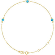 14K Yellow Natural Aquamarine Bezel-Set Three-Stone 6 1/2-7 1/2" Bracelet