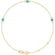 14K Yellow Natural Aquamarine Bezel-Set Three-Stone 6 1/2-7 1/2" Bracelet
