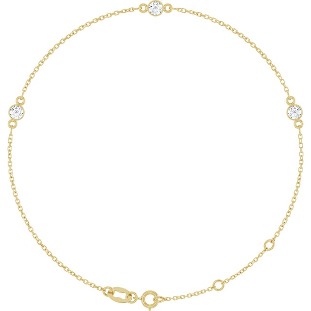 14K Yellow 1/3 CTW Lab-Grown Diamond Bezel-Set Three-Stone 6 1/2-7 1/2" Bracelet