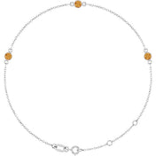 14K White Natural Citrine Bezel-Set Three-Stone 6 1/2-7 1/2" Bracelet