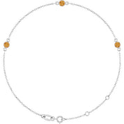 14K White Natural Citrine Bezel-Set Three-Stone 6 1/2-7 1/2" Bracelet