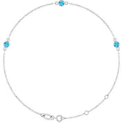 14K White Natural Aquamarine Bezel-Set Three-Stone 6 1/2-7 1/2" Bracelet