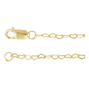 14K Yellow 1.9 mm Heart 7" Chain