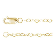 14K Yellow 1.9 mm Heart 16" Chain