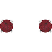 Sterling Silver 4 mm Lab-Grown Ruby Stud Earrings