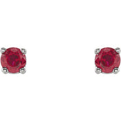14K White 2.5 mm Natural Ruby Stud Earrings