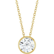 14K Yellow 1 CT Lab-Grown Diamond Bezel-Set 16-18" Necklace