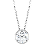Sterling Silver 1 CT Lab-Grown Diamond Bezel-Set 16-18" Necklace