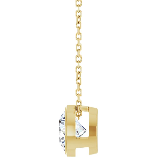 14K Yellow 1 CT Lab-Grown Diamond Bezel-Set 16-18" Necklace