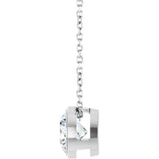 Sterling Silver 1 CT Lab-Grown Diamond Bezel-Set 16-18" Necklace