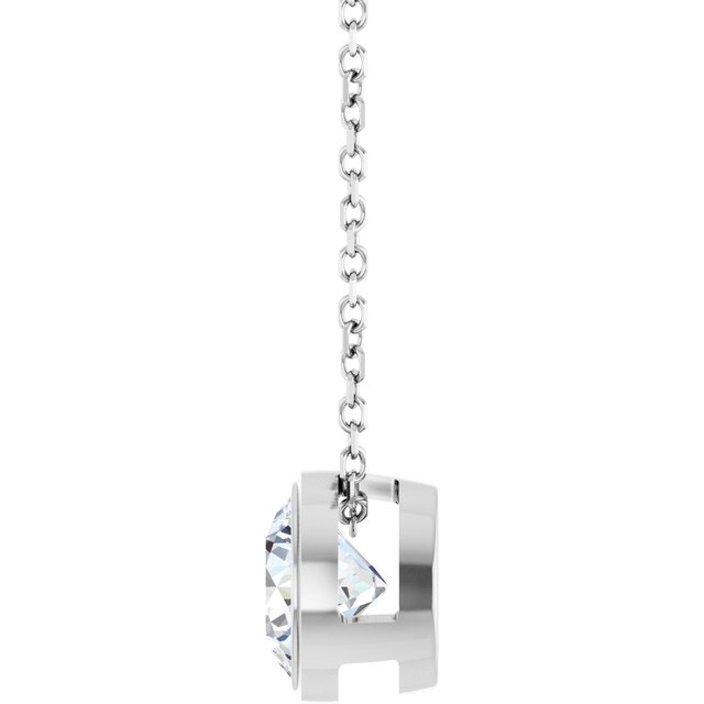 Sterling Silver 1 CT Lab-Grown Diamond Bezel-Set 16-18" Necklace