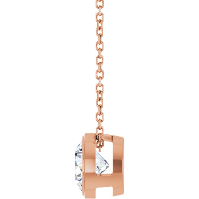 14K Rose 1 CT Lab-Grown Diamond Bezel-Set 16-18" Necklace