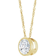 14K Yellow 1 CT Lab-Grown Diamond Bezel-Set 16-18" Necklace