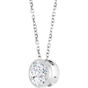 Sterling Silver 1 CT Lab-Grown Diamond Bezel-Set 16-18" Necklace