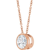 14K Rose 1 CT Lab-Grown Diamond Bezel-Set 16-18" Necklace