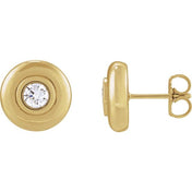 14K Yellow 1/2 CTW Natural Diamond Puffed Stud Earrings