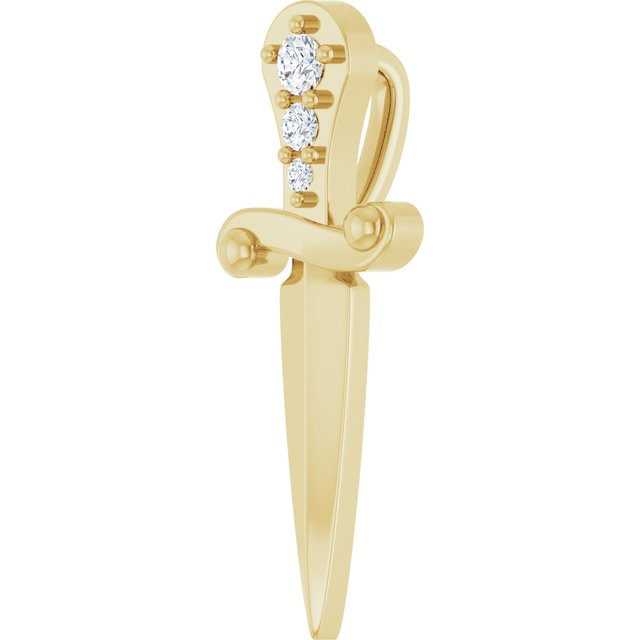 14K Yellow .04 CTW Natural Diamond Dagger Pendant