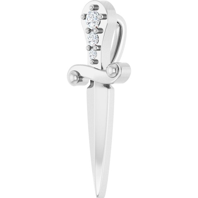 14K White .04 CTW Natural Diamond Dagger Pendant