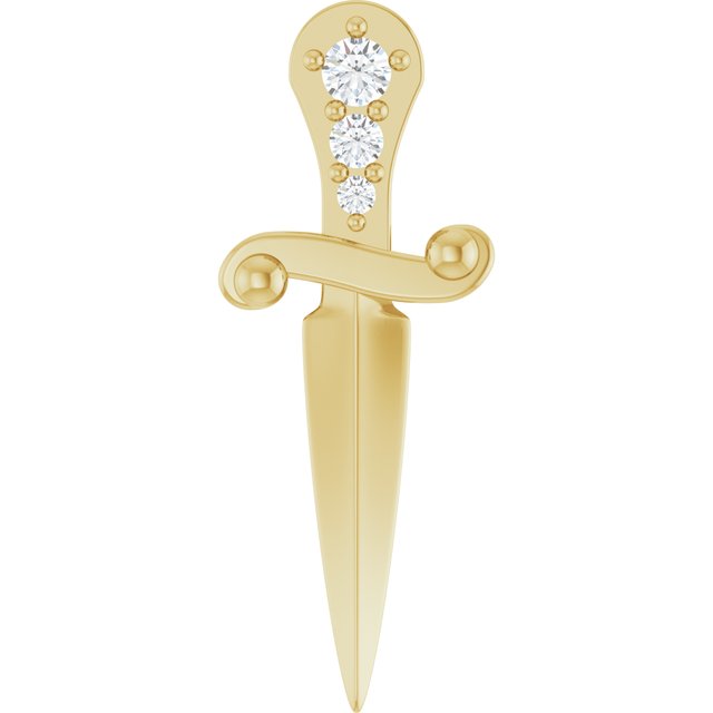 14K Yellow .04 CTW Natural Diamond Dagger Pendant